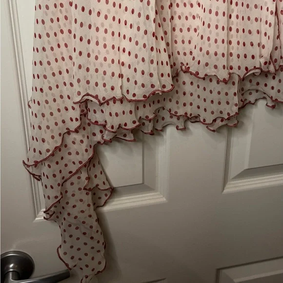 Pink & Red  Asymmetric Polka Dot Skirt - Picture 2 of 5